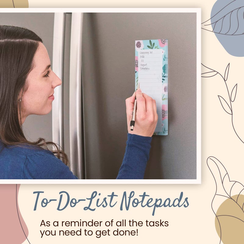 MATICAN Grocery List Magnet Pad for Fridge, 6-Pack Magnetic Note Pads Lists, 60 Sheets Per Pad, 6 Cute Floral Designs, Full Magnet Back To-Do-List Notepads - Image 3